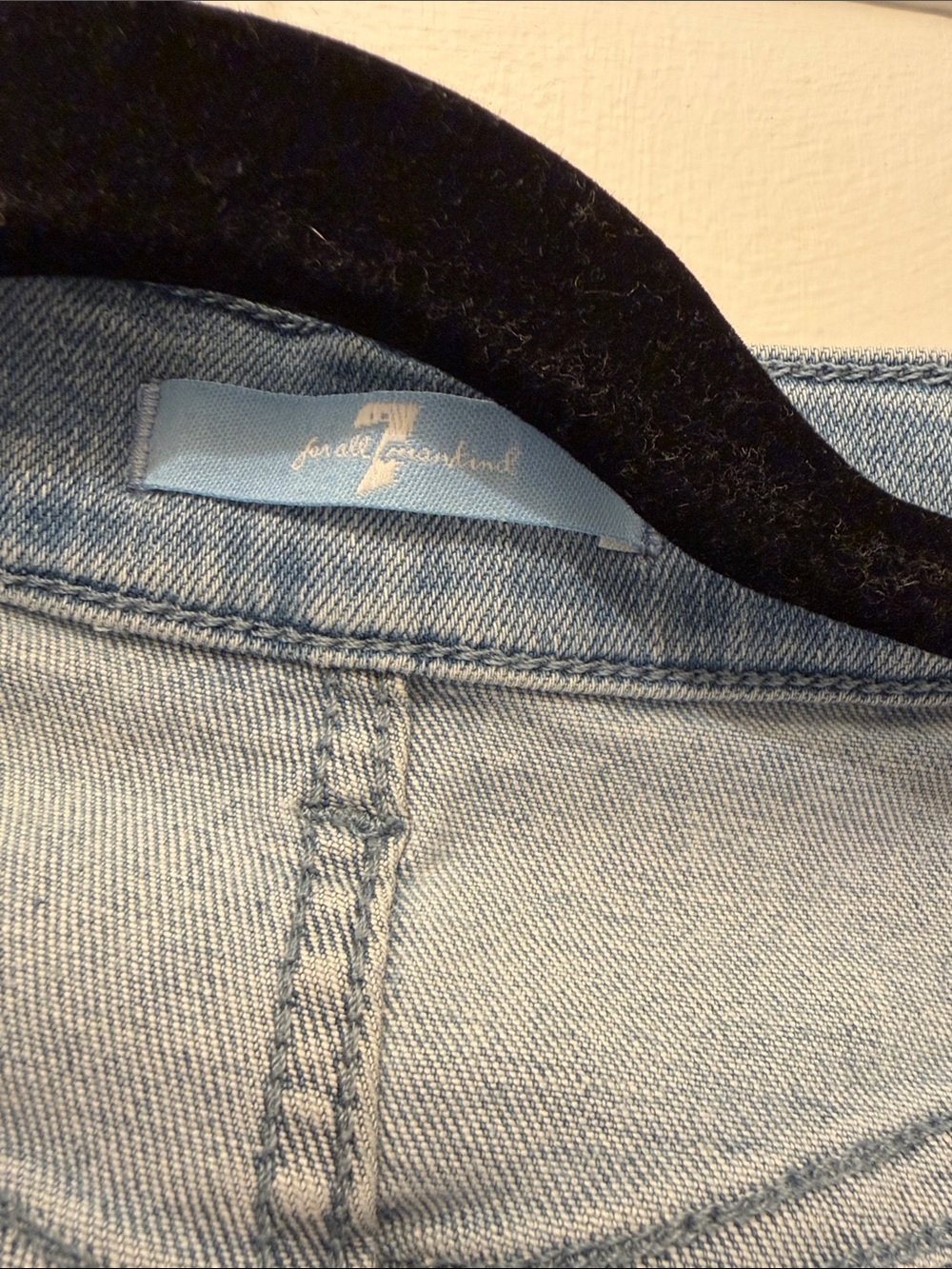7 For All Mankind Light Blue Denim Midi Skirt - Straight Midi - Picture 5 of 9